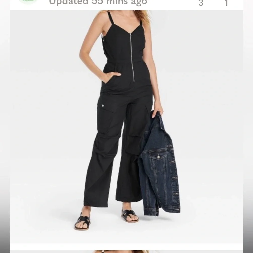 Women’s Maxi Cargo Jumpsuit   Size  M. Black